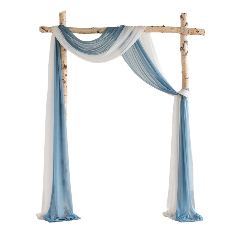 Sheer Voile Arch Drapes for Wedding Ceremony Backdrops (2-Piece Set) – Soft Flowing Panels for Event Décor, Blue/White
