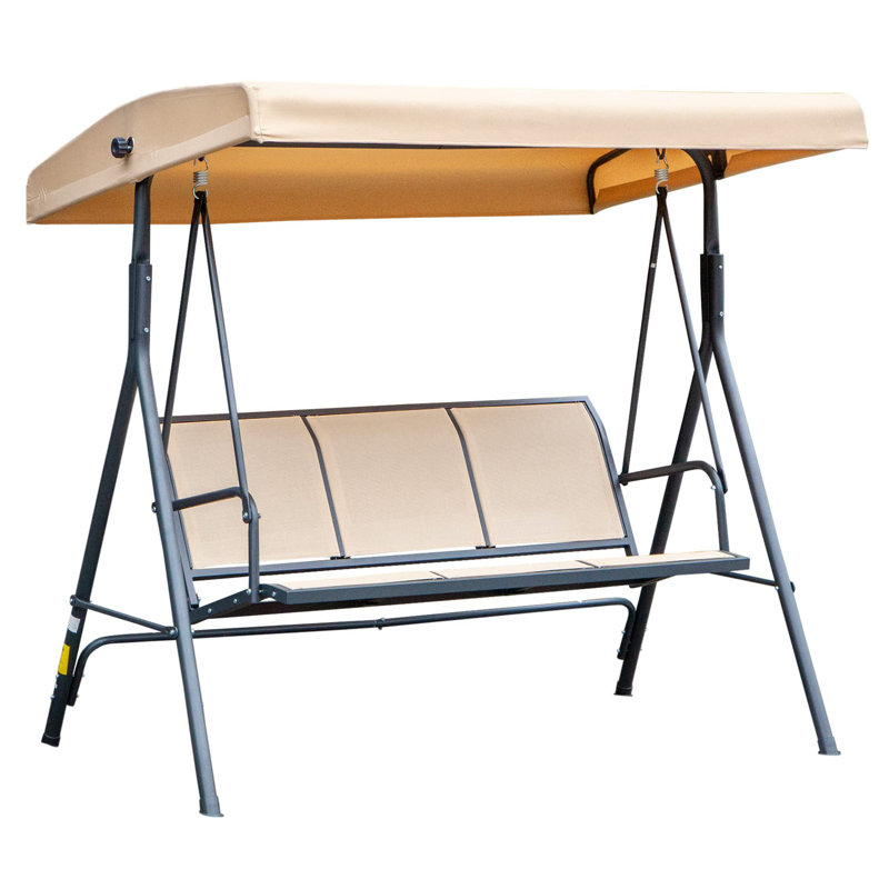 Aaronjoseph 3 - Person Metal Hanging Porch Swing