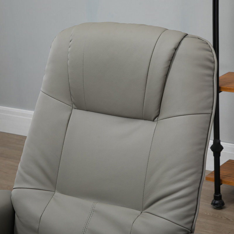 Fauteuil inclinable manuel en similicuir avec accoudoirs rembourrés à base pivotante en bois, Grey