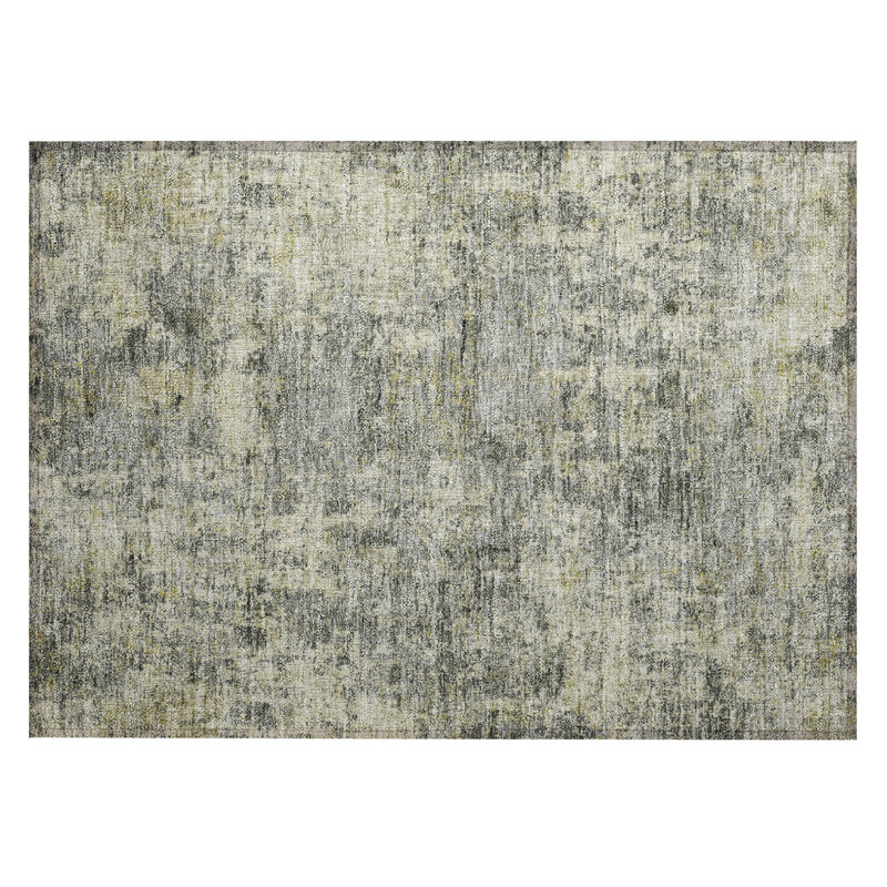 Machine Washable Indoor/Outdoor Xhevrie Pewter Rug, Rectangle 1'8" x 2'6"