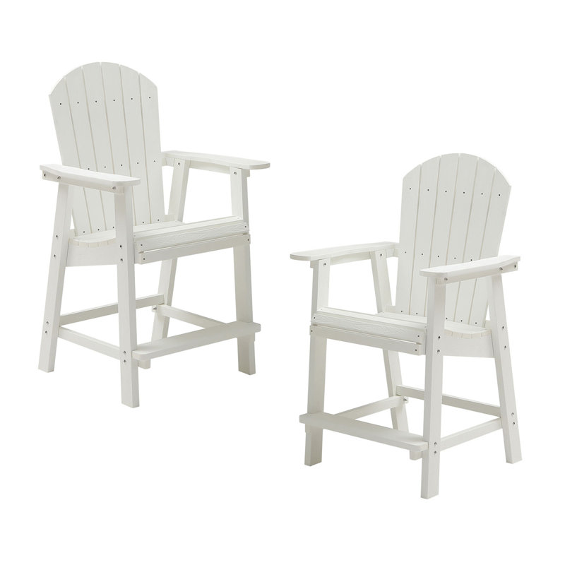 Chaise de bar avec accoudoirs, ensemble de 2 chaises de patio, blanc