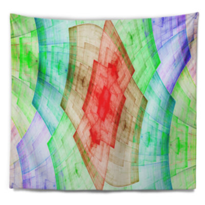 Tapisserie abstraite à motif de fleurs rouges et vertes