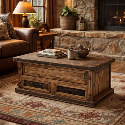Handcrafted Rustic Wood Trunk Table
