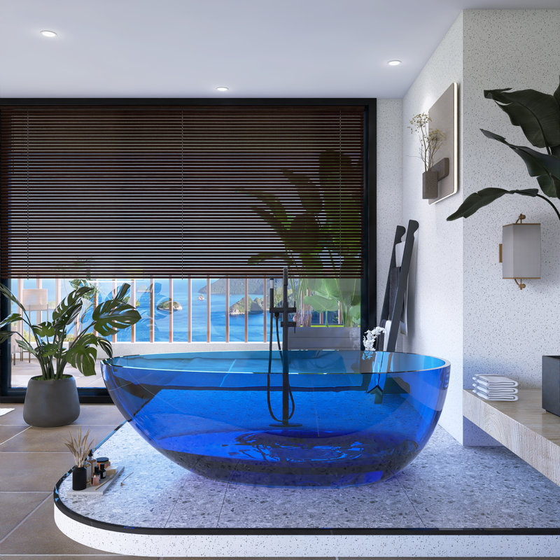 64'' x 29.6'' Freestanding Soaking Resin Bathtub