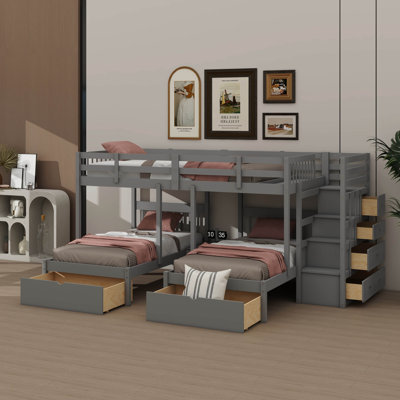 Full-Over-Twin & Twin Bunk Bed, Built With Storage Compartments