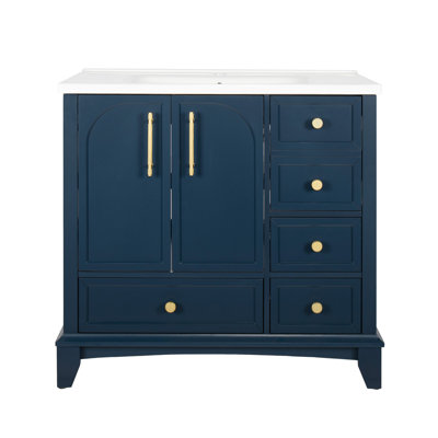 Armoire de salle de bain 35,6 ", seulement armoire, bleu
