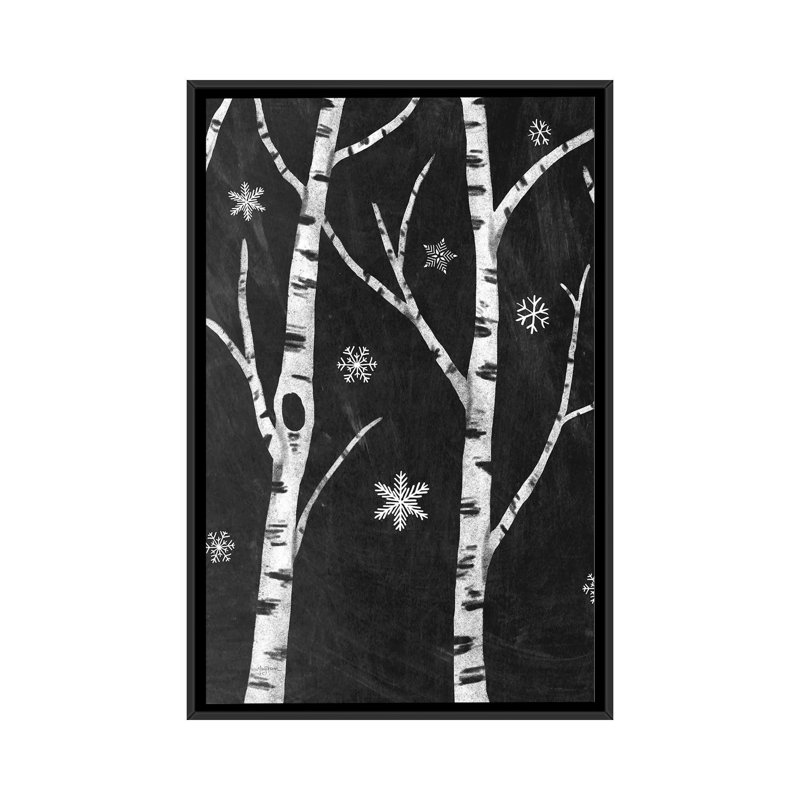 " Snowy Birches II " by Mary Urban, 26" H x 18" W x 1.5" D, Black Floater Framed Canvas, No Mat
