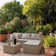 Luzi 4 Seater Rattan Garden Corner Sofa Set with Lean Over Parasol - Natural Weave