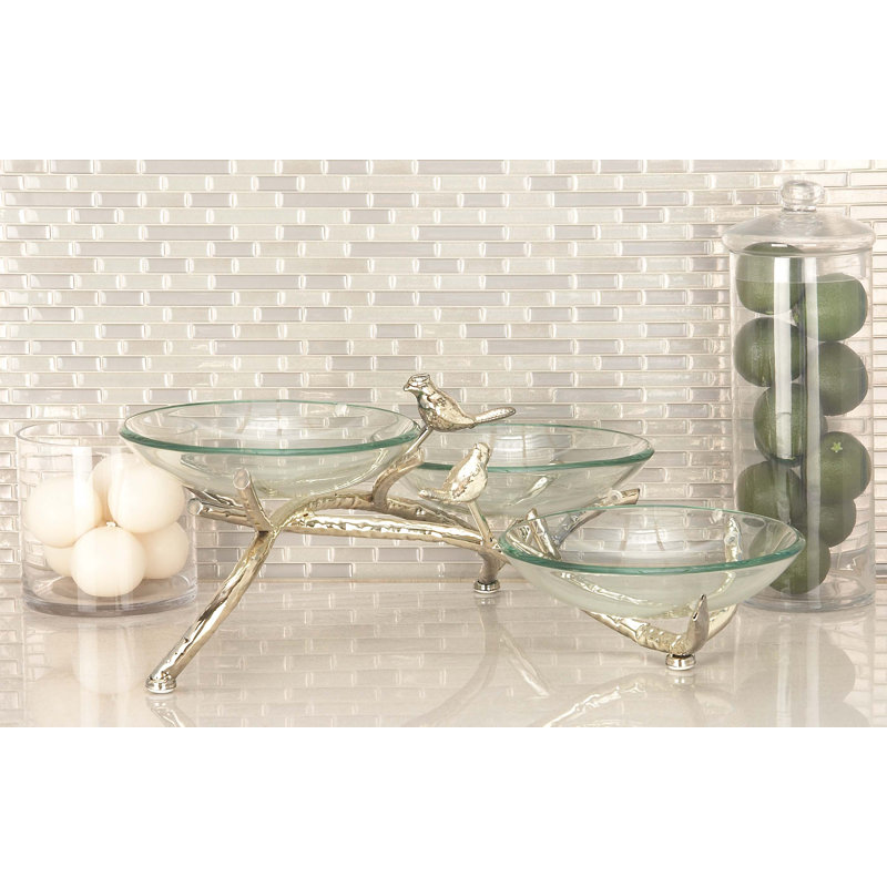 Ensemble de bols décoratifs abstraits 3 pièces Pridgen, Argent