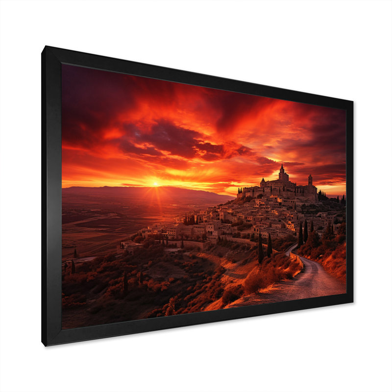 Kokou, Espagne, lever de soleil sur toile, H 34 po x l 44 po x P 1,5 po, Cadre simple noir