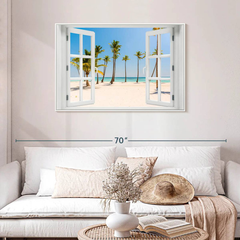 Fenêtre sur lys blanc, Cadre flottant blanc, 43 po x 29 po