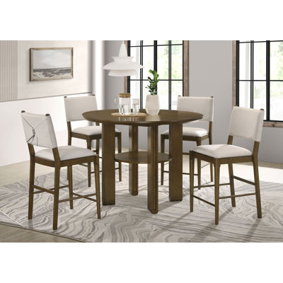Brown 5-piece Round Counter Height Dining Room Set