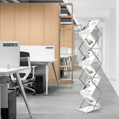 Porte-revues, présentoir à magazines en aluminium, dépliant pliable ...