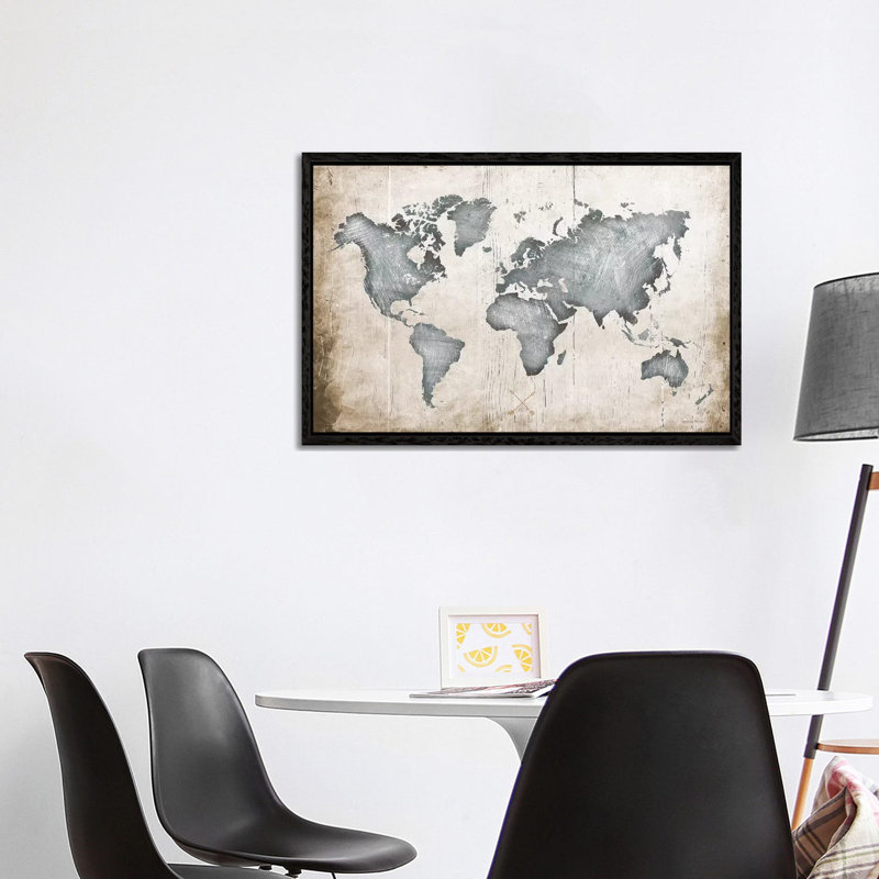 Industrial Map by Amanda Murray - Print on Canvas, Black Framed, 66.04cm H x 101.6cm W x 3.81cm D