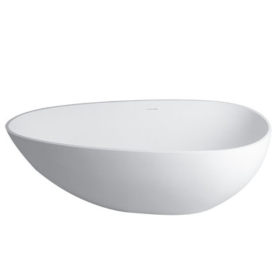Matte White 59" Freestanding Soaking Bathtub, Stone Resin Arrangement, , Large Water Capacity, Leak - Drain Drainage