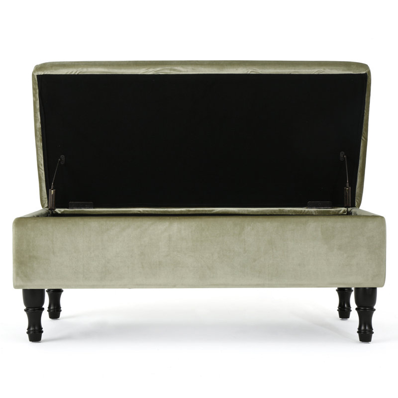 Higginbotham 40.94'' Wide Tufted Rectangle Storage Ottoman, Pistachio Linen