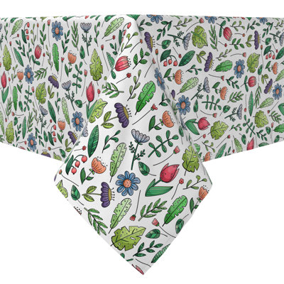 Rectangular Floral Cotton Twill Tablecloth