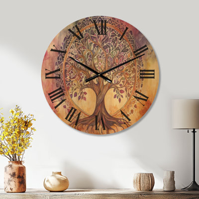 Horloge murale Spiritual Boho Silent Wood - Arbre de vie Mandala