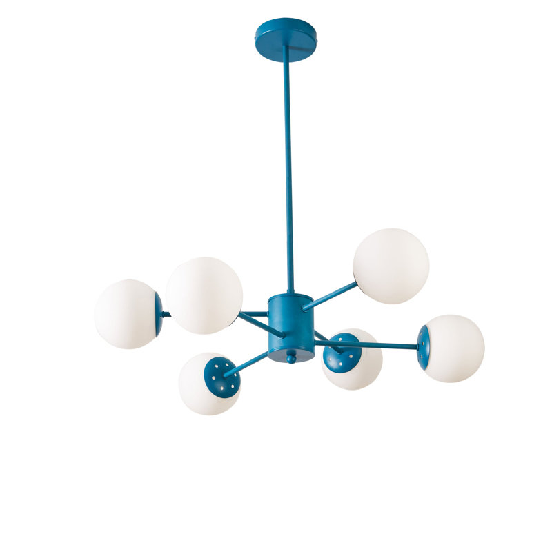 angelo: Lustre à 6 lumières de style moderne multicolore Home Lloyd, Vert / bleu