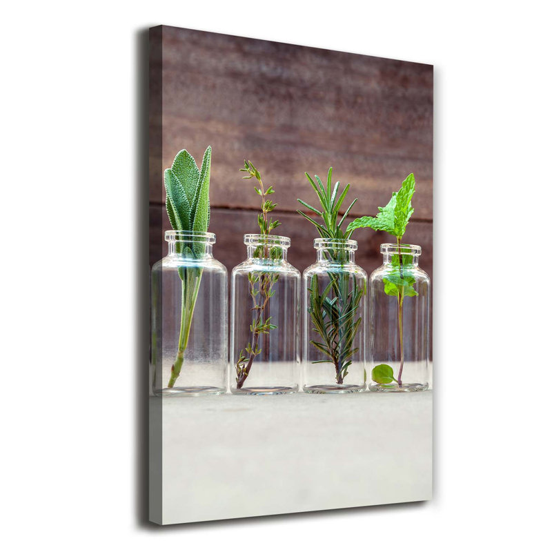 Herbs In Jars - Wrapped Canvas Print