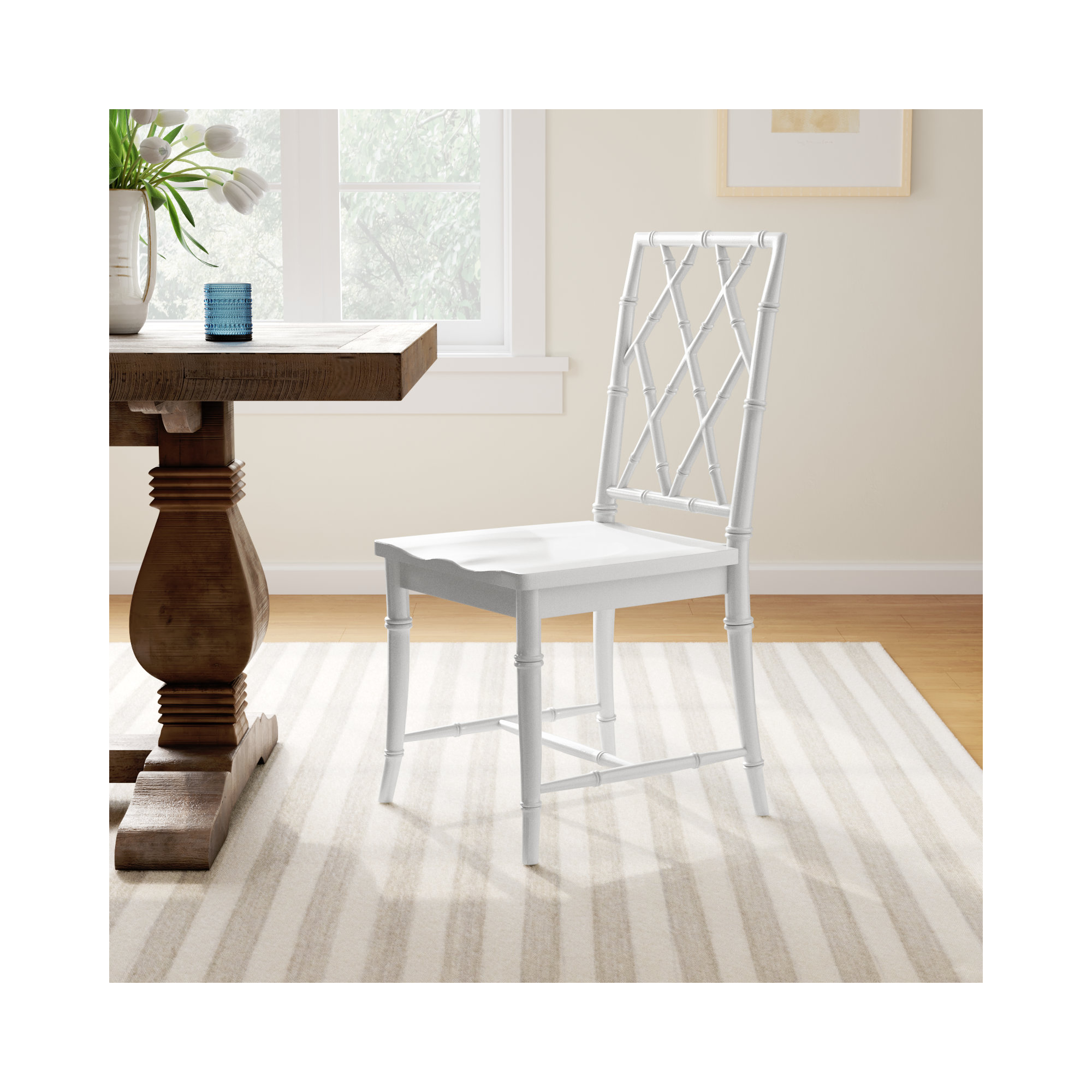 Janae Cross Back Side Chair, White