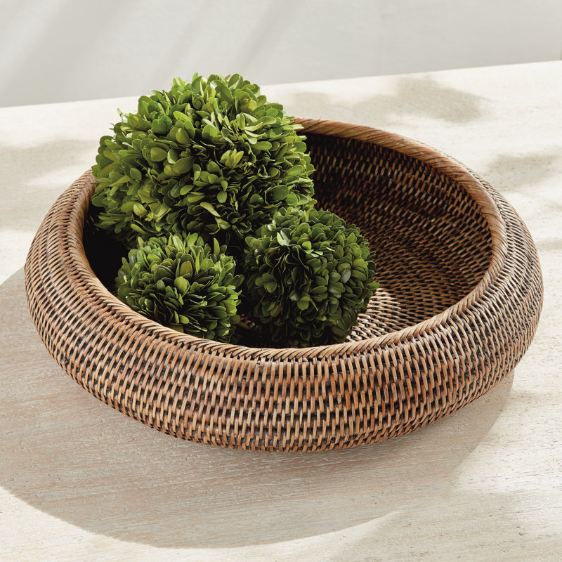 BURMA RATTAN SHALLOW DISPLAY BOWLS