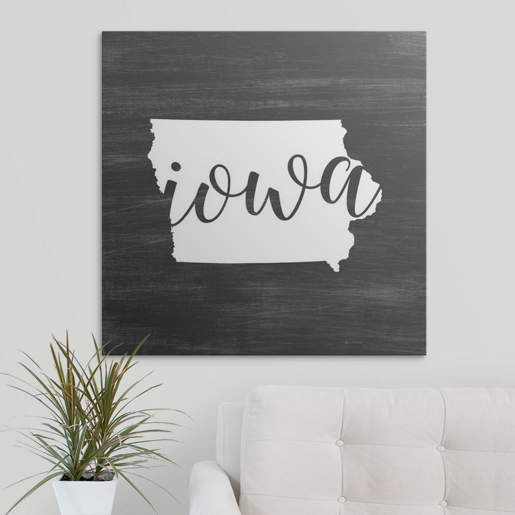 « home state typography iowa », impression sur cercle intérieur, H 35 po x l 35 po x P 1,5 po, Toile