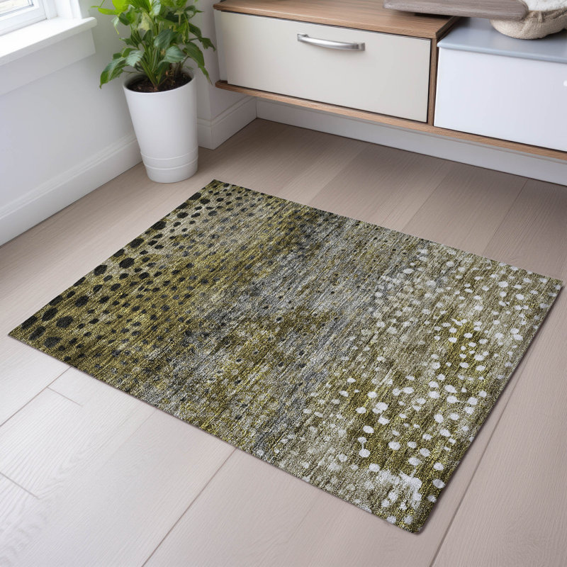 Premium Machine Washable Christina AMF1074 Circles Rug, Rectangle 1'8" x 2'6"