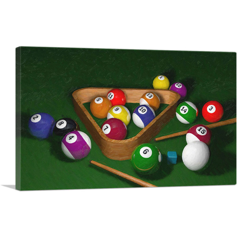 Boules de billard, reproduction d'art sur toile tendue, H 12 po x l 18 po x P 0,75 po