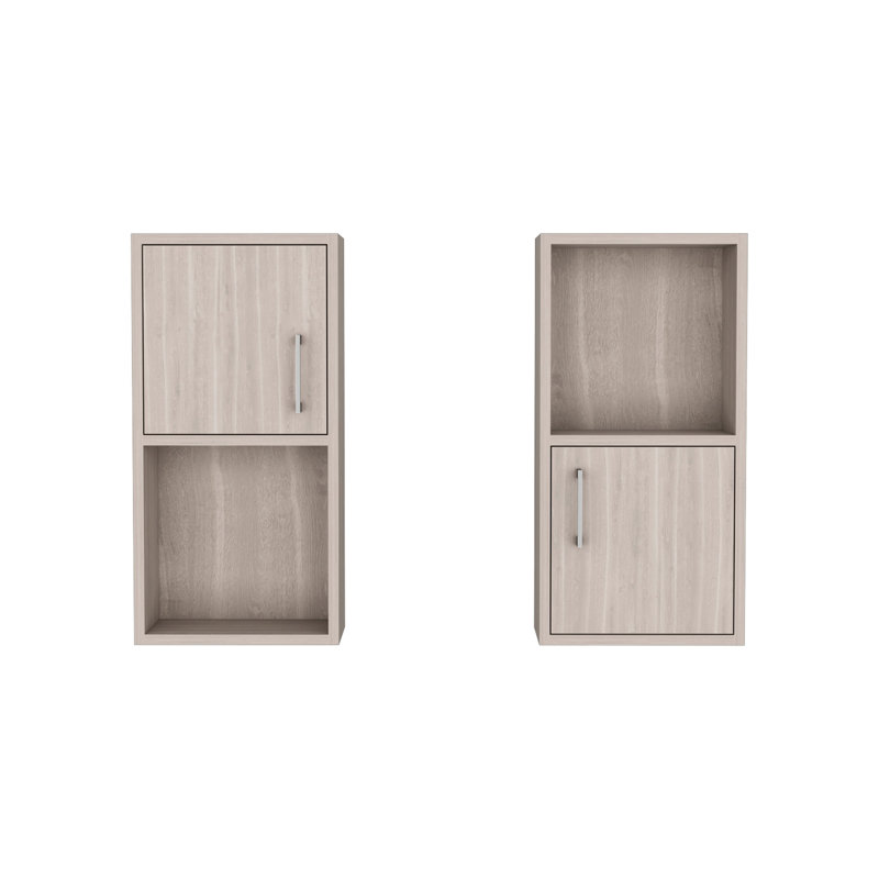  Armoire à pharmacie murale 2 pièces avec rangement ouvert et fermé, Beige