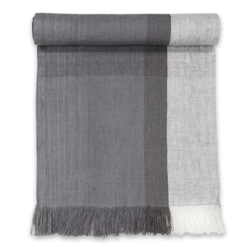 HIGH TEA Handwoven Flax Linen Table Runner, Grey