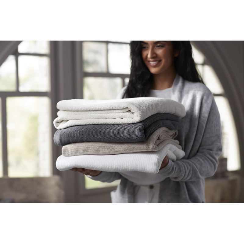 Bath Linens Bath Sheet with Textured Weave, White