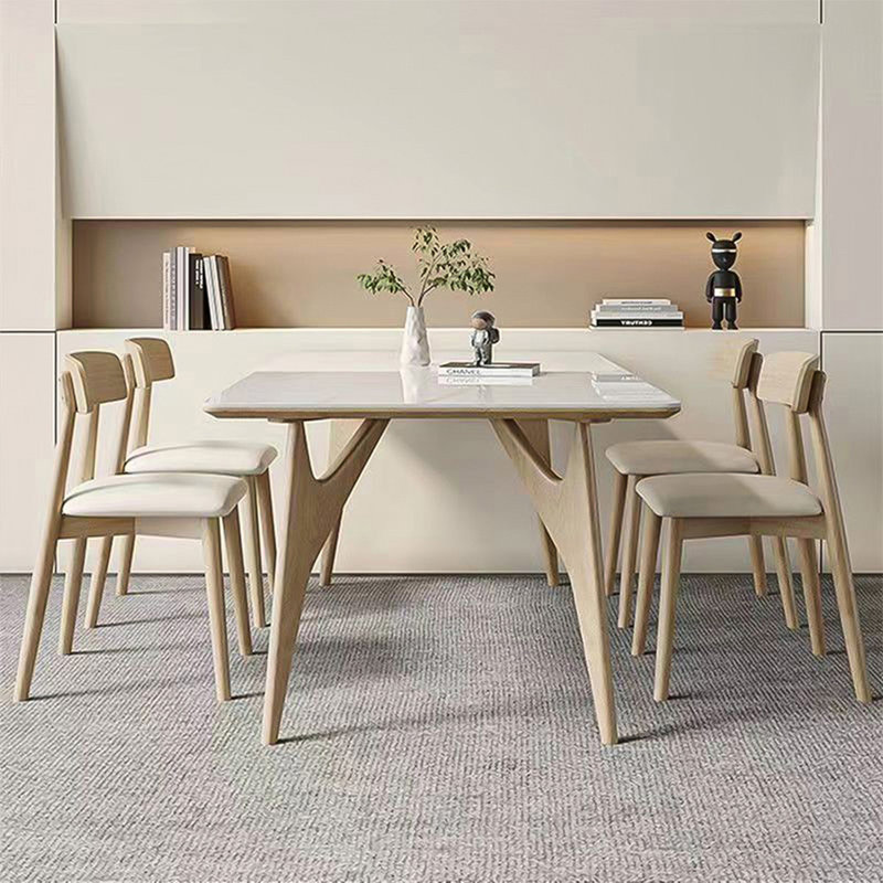 Table de salle à manger moderne Modern Burlywood, H 29,53 po x L 62,99 po x l 31,5 po