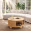 Changes 31.8" W x 31.8" D x 16.3" H Solid Pine Wood Fluted Round Coffee Table