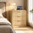 3-Drawer Nightstand with Charging Station, USB-C & AC Ports, Modern Fluted Curved Natural Oak Bedside Table, 19.6" Wide-499642080-498751546