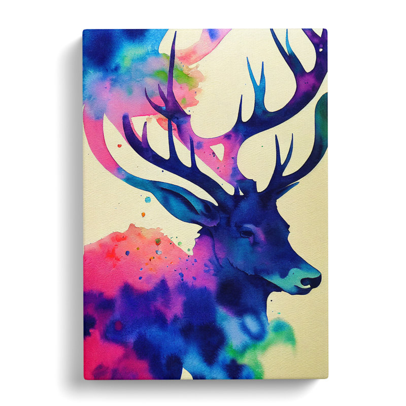 Splashed Stag No.4 - Wrapped Canvas, 50cm H x 35cm W x 3cm D