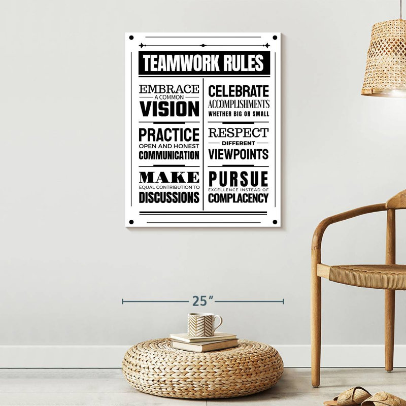 " Teamwork Rules " by HomeyNotes Studio, 30" H x 24" W x 1.25" D