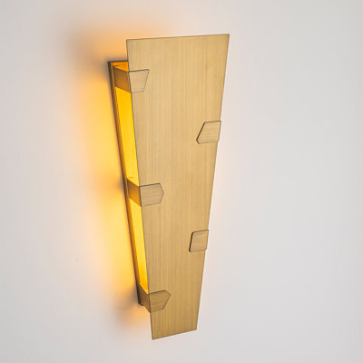 Modern 24-Inch Asymmetrical LED Wall Sconce, Dimmable Brushed Gold Geometric Wall Light for Indoor and Outdoor, Waterproof IP65