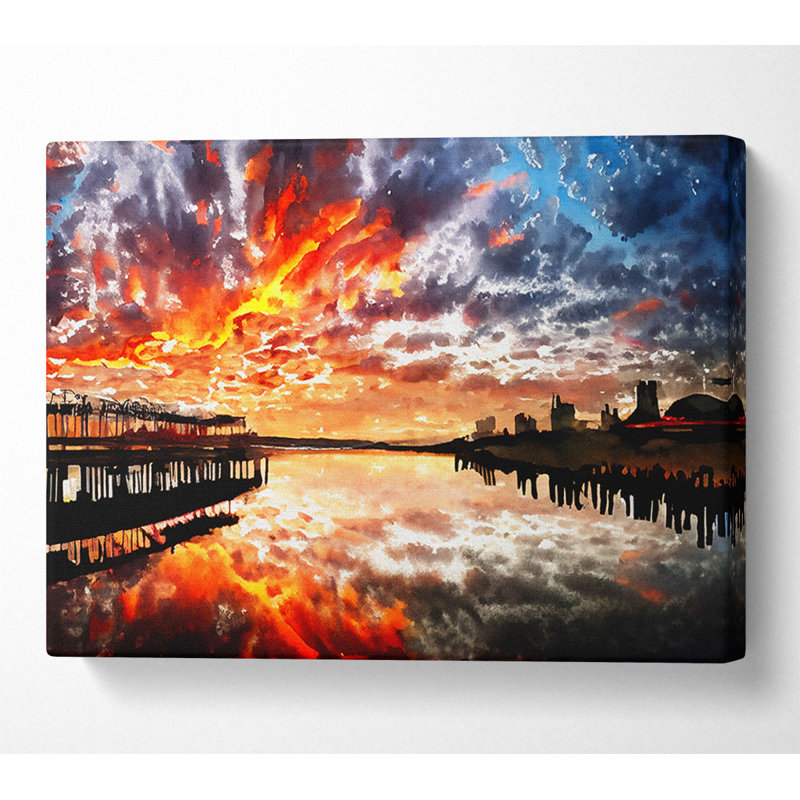 Fire Sky Ocean Reflection - Wrapped Canvas Art Prints, 50.8cm H x 81.3cm W x 10cm D
