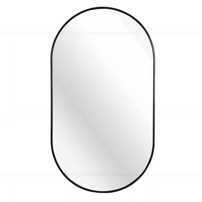 Miroir ovale en métal 20 pouces, 20 po x 28 po, Noir
