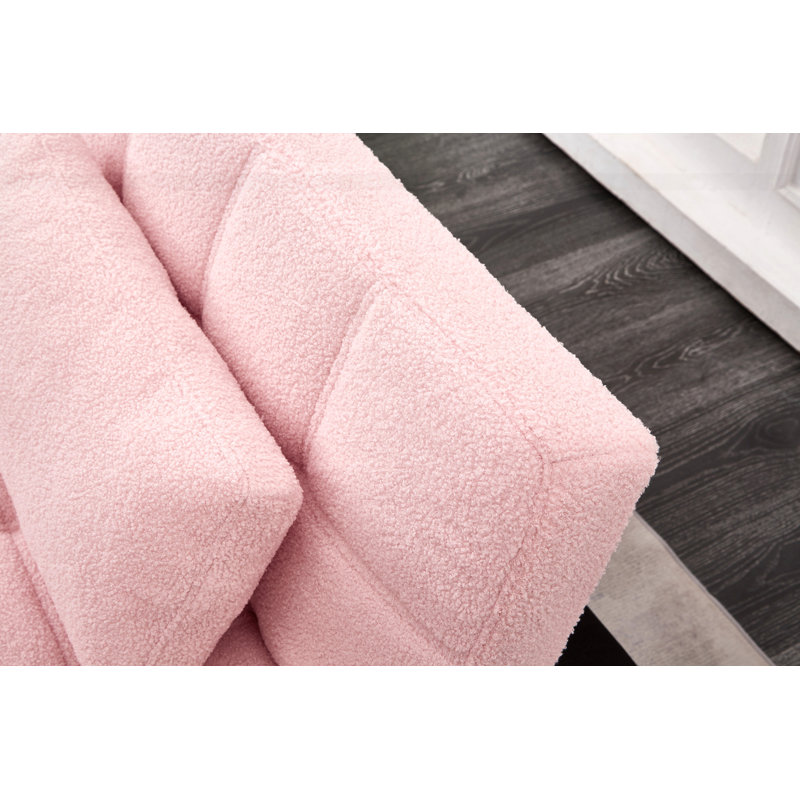 Convertible sofa bed futon, Pink Teddy