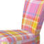 Chaise d'appoint rembourrée à motif jaune et rose à motif tartan