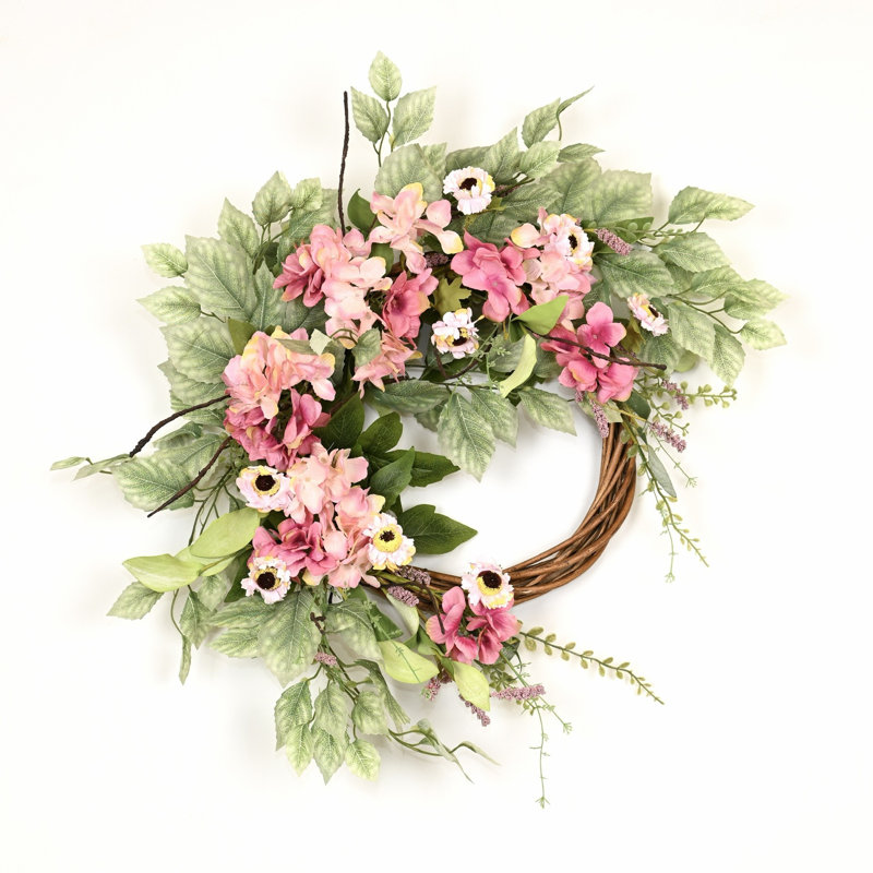 Couronne de porte artificielle 24 po printemps été