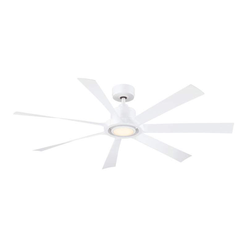 Lenzi 60 inch Indoor/Outdoor Ceiling Fan with LED Light Kit - Matte White with Matte White blades, Matte White, Matte White