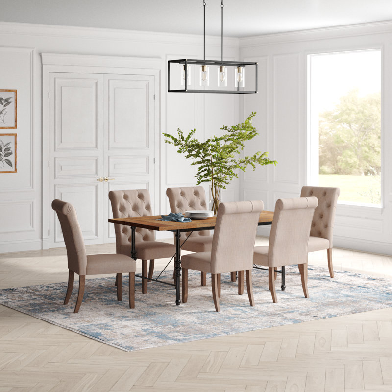 Iggie 6 - Person Four Leg Dining Set, Beige