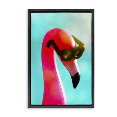  Flamingo Basking in Bokeh Framed Floater Canvas by Graffi*tee Studios