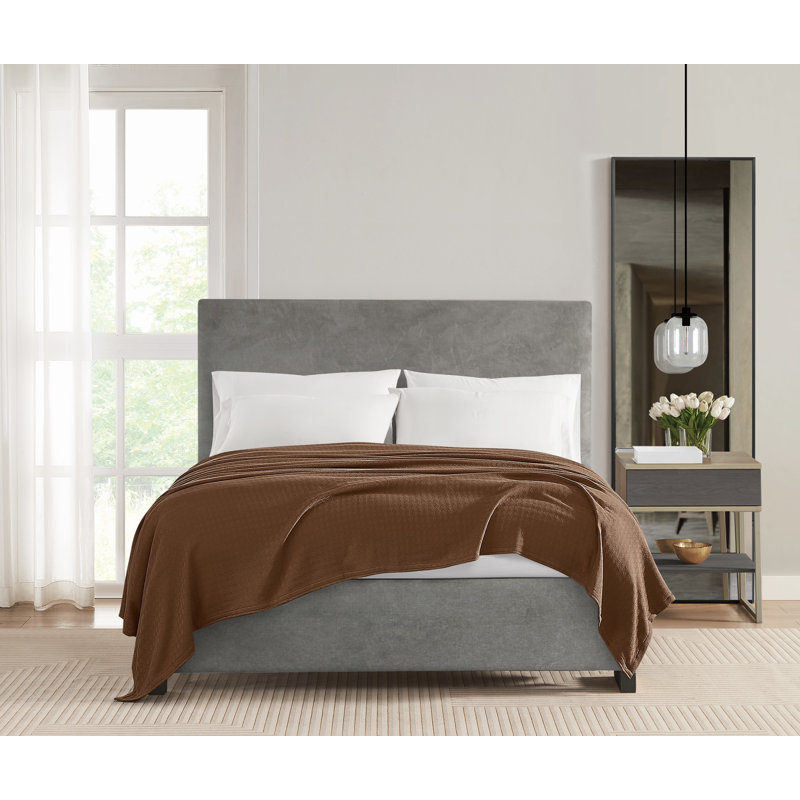 Couverture en coton Vince Camuto Classic, Chocolat / Brun, Grand lit