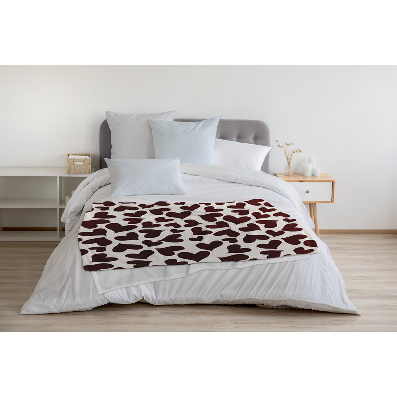 Patterned Hearts Valentine's Day Throw Blanket, 60" W x 80" L, Maroon