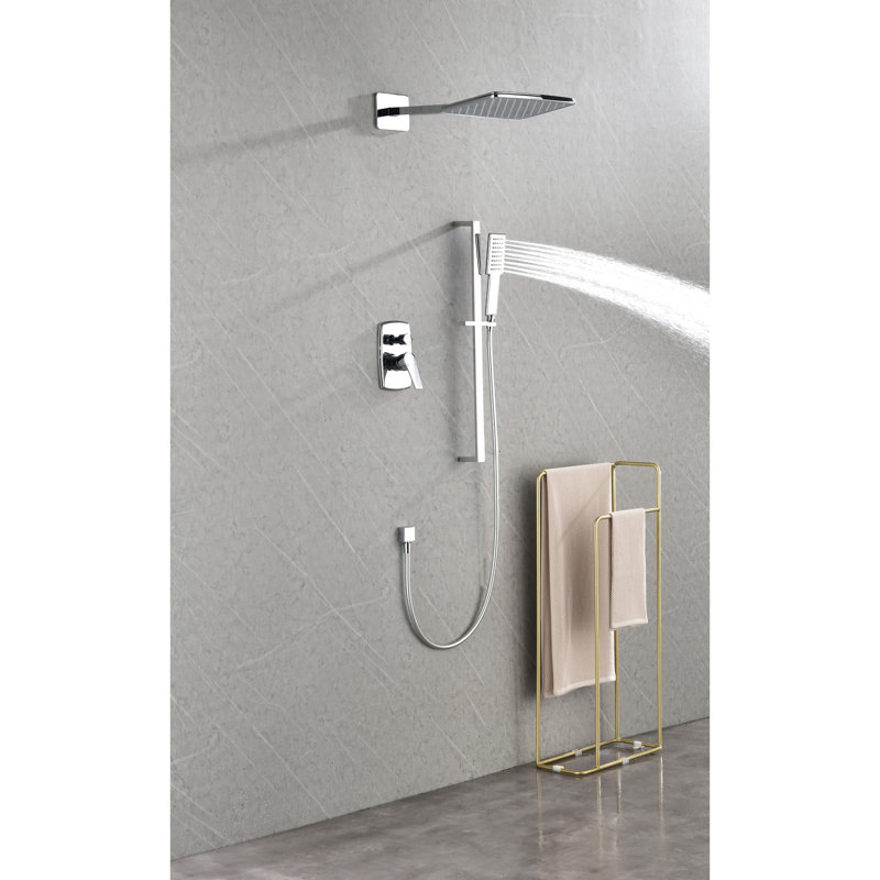 Shower System Featuring Head, Hand - Slide Bar, Arm, Hose, Valve Trim For Enjoyable Bath Time In Shower, Components