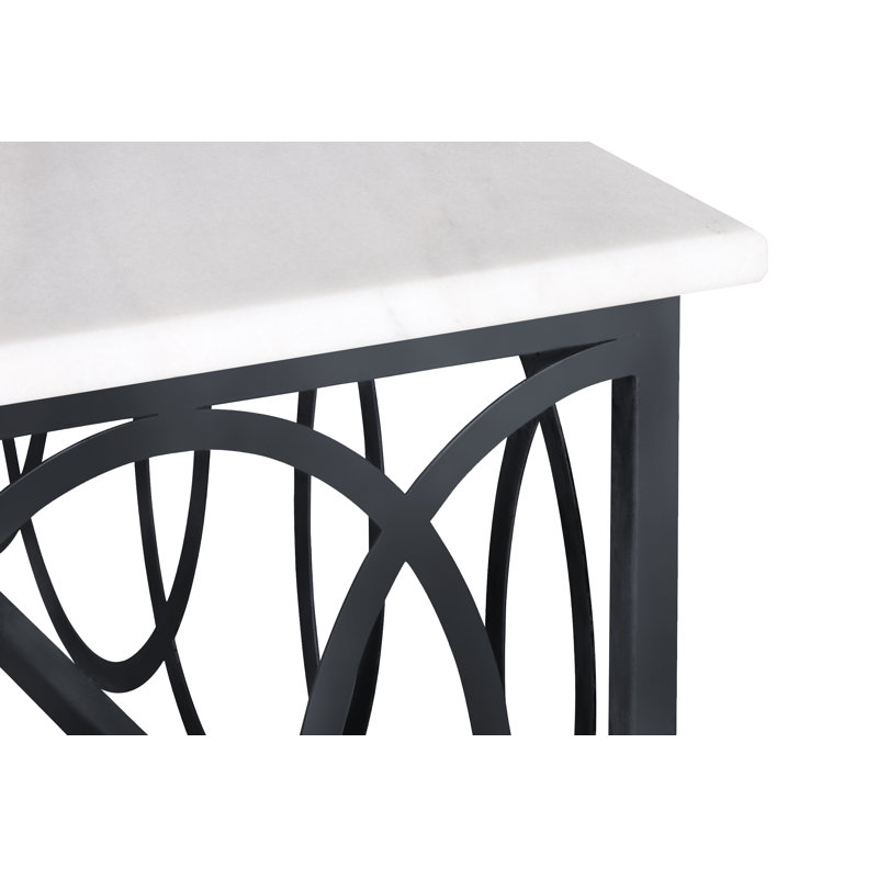 Table basse New Orleans, H 18,5 po x L 40 po x l 40 po, Marbre de Carrare / noir mat